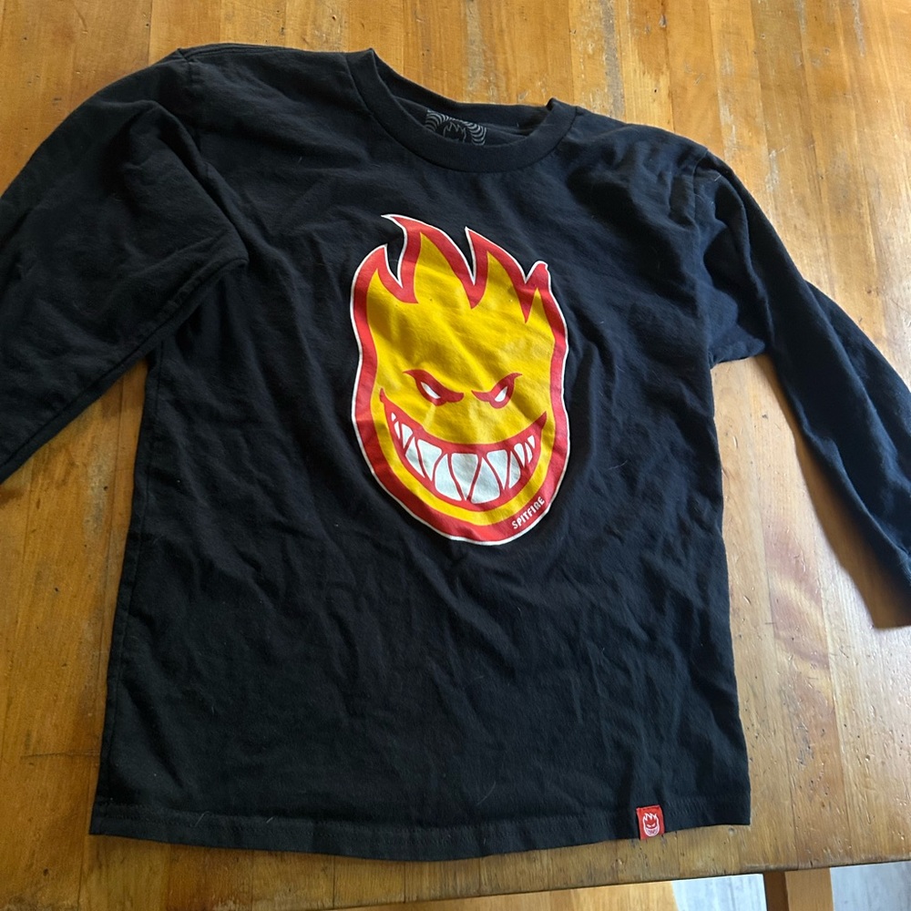 Spitfire Black Long Sleeve Tee with Flame Face
